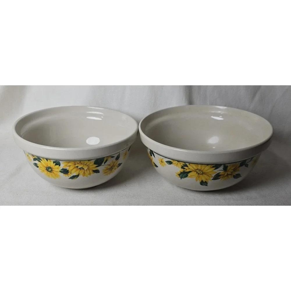 Thomson Pottery Sunflower‎ Mixing Serving Bowls Set Of 2 Decorative Fall Decor